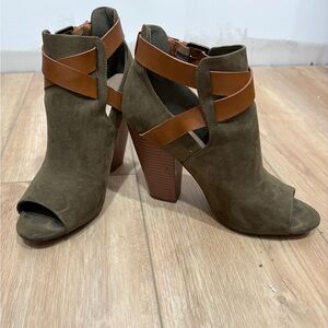 Faux Suede Open Toed Booties
